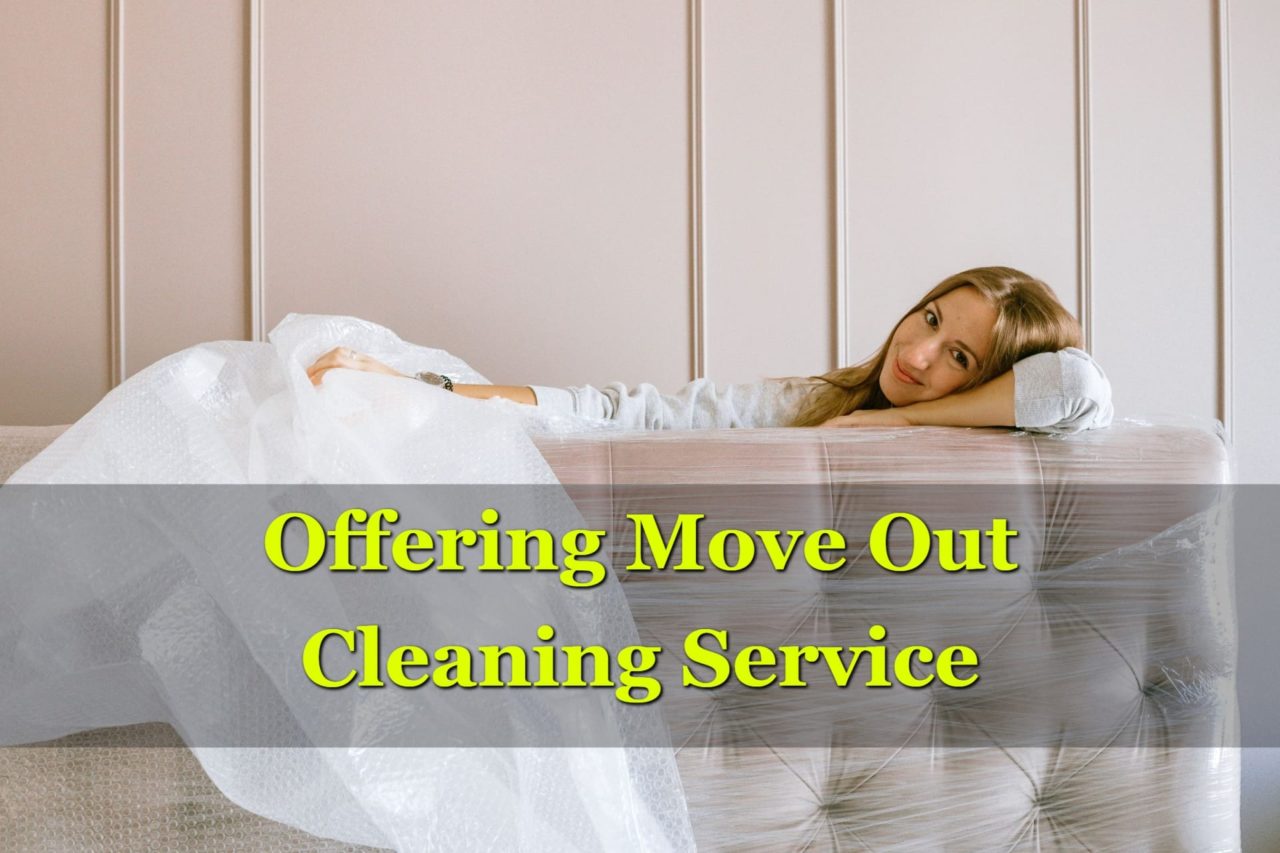 A woman taking a break from move out cleaning service